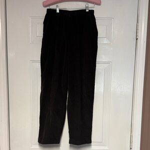 Black Women's Corduroy Trousers with Elastic Waist